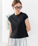 【C-FORT POINT/フォートポイント】華奢見え ワイドリブフレンチスリーブＴシャツ 二の腕カバー 伸縮性 細見え オフィス 通勤 きれいめ 大人カジュアル