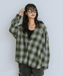 【BEVERLY HILLS POLO CLUB/ビバリーヒルズポロクラブ】オーバーサイズ ロゴ ワンポイント刺繍 シャギーチェックシャツ/フランネルシャツ/レディース メンズ