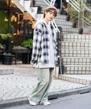【UNIIT × RED CAP GIRL】 オンブレチェック ルーズシルエット バック刺繍シャツ コットン100％