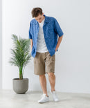 COOLMAXリネンミックス総柄シャツ【BLUE STANDARD/ブルースタンダード】