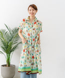 【C-FORT POINT/フォートポイント】さらっと軽やか インド綿 総柄シャツワンピース リゾート Aライン フレア 羽織り ナチュラル 軽やか 旅行 コットン100%