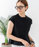 【C-FORT POINT/フォートポイント】華奢見え ワイドリブフレンチスリーブＴシャツ 二の腕カバー 伸縮性 細見え オフィス 通勤 きれいめ 大人カジュアル