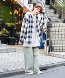 【UNIIT × RED CAP GIRL】 オンブレチェック ルーズシルエット バック刺繍シャツ コットン100％