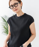 【C-FORT POINT/フォートポイント】華奢見え ワイドリブフレンチスリーブＴシャツ 二の腕カバー 伸縮性 細見え オフィス 通勤 きれいめ 大人カジュアル
