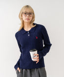 【U.S. POLO ASSN./ユーエスポロアッスン】【コンパクトすぎずルーズすぎない絶妙なサイズ感】ケーブルニットポロシャツ ケーブル編み 配色デザイン 柔らかい カジュアル きれいめ ❘ジーンズメイト公式オンラインショップ