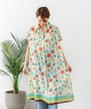【C-FORT POINT/フォートポイント】さらっと軽やか インド綿 総柄シャツワンピース リゾート Aライン フレア 羽織り ナチュラル 軽やか 旅行 コットン100%