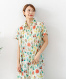 【C-FORT POINT/フォートポイント】さらっと軽やか インド綿 総柄シャツワンピース リゾート Aライン フレア 羽織り ナチュラル 軽やか 旅行 コットン100%