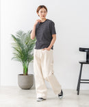 【C-FORTPOINT/フォートポイント】【細見え スタイルアップ効果】細ボーダー ジャガードリブTシャツ 着痩せ きれいめ オフィス 通勤 大人カジュアル フレンチシック