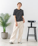 【C-FORTPOINT/フォートポイント】【細見え スタイルアップ効果】細ボーダー ジャガードリブTシャツ 着痩せ きれいめ オフィス 通勤 大人カジュアル フレンチシック