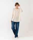【HANES/ヘインズ】【長めの着丈は気になる腰周りをすっきりカバー】HANES Thermal for HER サーマルヘンリーロンＴ 長袖 無地 シンプル ドロップショルダー リングドット使い ヘムライン ❘ジーンズメイト公式オンラインショップ