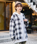 【UNIIT × RED CAP GIRL】 オンブレチェック ルーズシルエット バック刺繍シャツ コットン100％