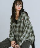 【BEVERLY HILLS POLO CLUB/ビバリーヒルズポロクラブ】オーバーサイズ ロゴ ワンポイント刺繍 シャギーチェックシャツ/フランネルシャツ/レディース メンズ