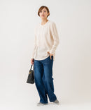 【HANES/ヘインズ】【長めの着丈は気になる腰周りをすっきりカバー】HANES Thermal for HER サーマルヘンリーロンＴ 長袖 無地 シンプル ドロップショルダー リングドット使い ヘムライン ❘ジーンズメイト公式オンラインショップ