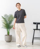 【C-FORTPOINT/フォートポイント】【細見え スタイルアップ効果】細ボーダー ジャガードリブTシャツ 着痩せ きれいめ オフィス 通勤 大人カジュアル フレンチシック
