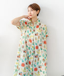 【C-FORT POINT/フォートポイント】さらっと軽やか インド綿 総柄シャツワンピース リゾート Aライン フレア 羽織り ナチュラル 軽やか 旅行 コットン100%