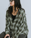 【BEVERLY HILLS POLO CLUB/ビバリーヒルズポロクラブ】オーバーサイズ ロゴ ワンポイント刺繍 シャギーチェックシャツ/フランネルシャツ/レディース メンズ