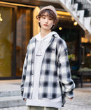 【UNIIT × RED CAP GIRL】 オンブレチェック ルーズシルエット バック刺繍シャツ コットン100％