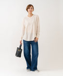 【HANES/ヘインズ】【長めの着丈は気になる腰周りをすっきりカバー】HANES Thermal for HER サーマルヘンリーロンＴ 長袖 無地 シンプル ドロップショルダー リングドット使い ヘムライン ❘ジーンズメイト公式オンラインショップ