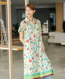 【C-FORT POINT/フォートポイント】さらっと軽やか インド綿 総柄シャツワンピース リゾート Aライン フレア 羽織り ナチュラル 軽やか 旅行 コットン100%
