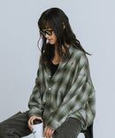 【BEVERLY HILLS POLO CLUB/ビバリーヒルズポロクラブ】オーバーサイズ ロゴ ワンポイント刺繍 シャギーチェックシャツ/フランネルシャツ/レディース メンズ