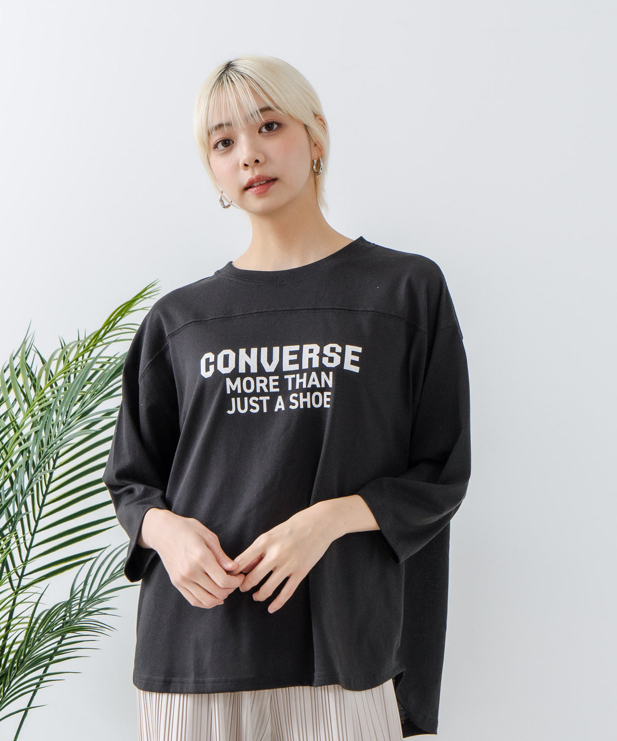 8分袖裾 ラウンド Tシャツ CONVERSE コンバース