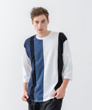 ZEROSTAIN フェイクレイヤード ビッグシルエット 切り替えデザイン 7分袖Tシャツ 汗染みの目立ちにくいTシャツ 防汚 UVカット