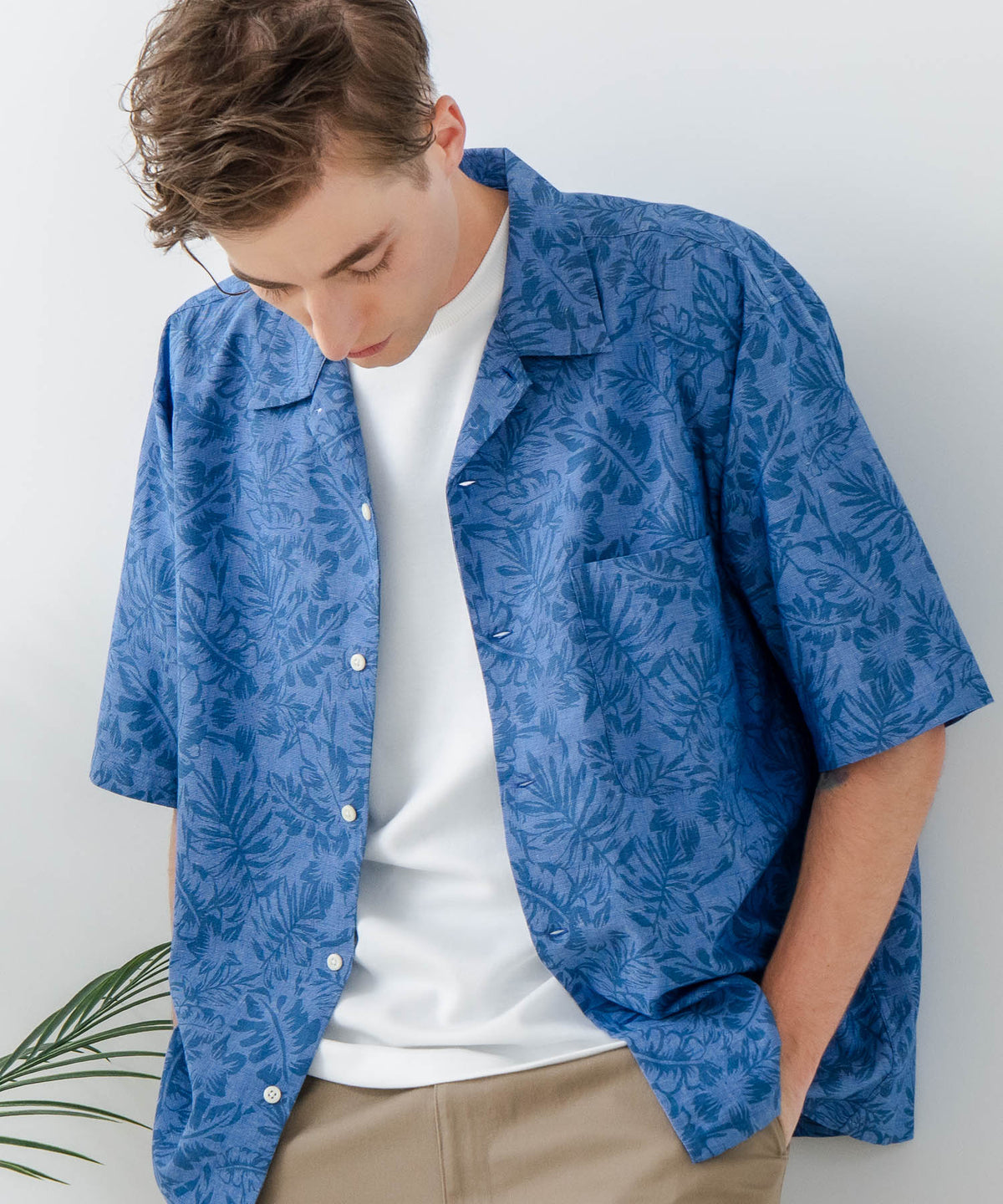 COOLMAXリネンミックス総柄シャツ【BLUE STANDARD/ブルースタンダード】