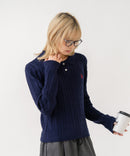 【U.S. POLO ASSN./ユーエスポロアッスン】【コンパクトすぎずルーズすぎない絶妙なサイズ感】ケーブルニットポロシャツ ケーブル編み 配色デザイン 柔らかい カジュアル きれいめ ❘ジーンズメイト公式オンラインショップ