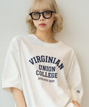 【DISCUS/ディスカス】ヘビーウェイト カレッジロゴプリントTシャツ ルーズシルエット