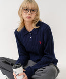 【U.S. POLO ASSN./ユーエスポロアッスン】【コンパクトすぎずルーズすぎない絶妙なサイズ感】ケーブルニットポロシャツ ケーブル編み 配色デザイン 柔らかい カジュアル きれいめ ❘ジーンズメイト公式オンラインショップ