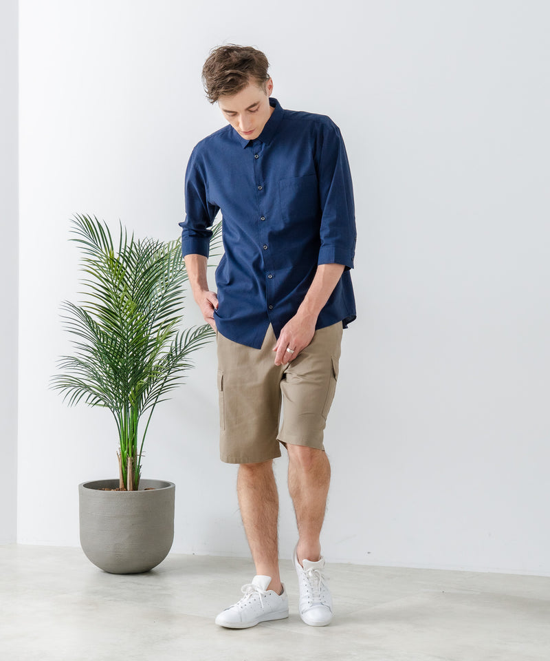 COOLMAXリネンミックス7分袖シャツ【BLUE STANDARD/ブルースタンダード