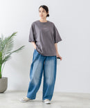 5分袖 刺繍 裾ラウンドTシャツ【C17/シーセブンティーン】