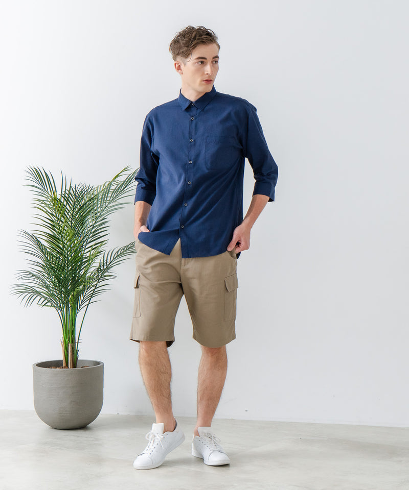 COOLMAXリネンミックス7分袖シャツ【BLUE STANDARD/ブルースタンダード