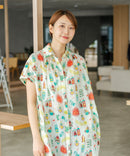 【C-FORT POINT/フォートポイント】さらっと軽やか インド綿 総柄シャツワンピース リゾート Aライン フレア 羽織り ナチュラル 軽やか 旅行 コットン100%