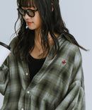 【BEVERLY HILLS POLO CLUB/ビバリーヒルズポロクラブ】オーバーサイズ ロゴ ワンポイント刺繍 シャギーチェックシャツ/フランネルシャツ/レディース メンズ