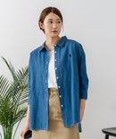 【U.S. POLO ASSN./ユーエスポロアッスン】ワンポイントロゴ刺繍 7分袖 デニムシャツ ❘ジーンズメイト公式オンラインショップ