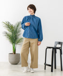 【C-FORTPOINT/フォートポイント】デニム シャーリング ブラウス