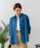 【U.S. POLO ASSN./ユーエスポロアッスン】ワンポイントロゴ刺繍 7分袖 デニムシャツ ❘ジーンズメイト公式オンラインショップ