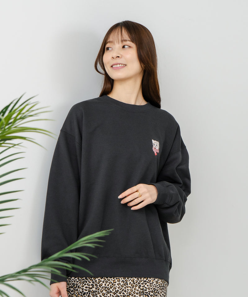 【C-FORT POINT/フォートポイント】ネコマフラー刺繍 スウェットトレーナー