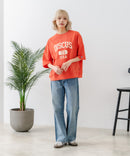 【DISCUS/ディスカス】カレッジロゴプリント ヘビーウェイトTシャツ ルーズシルエット