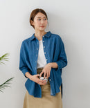 【U.S. POLO ASSN./ユーエスポロアッスン】ワンポイントロゴ刺繍 7分袖 デニムシャツ ❘ジーンズメイト公式オンラインショップ