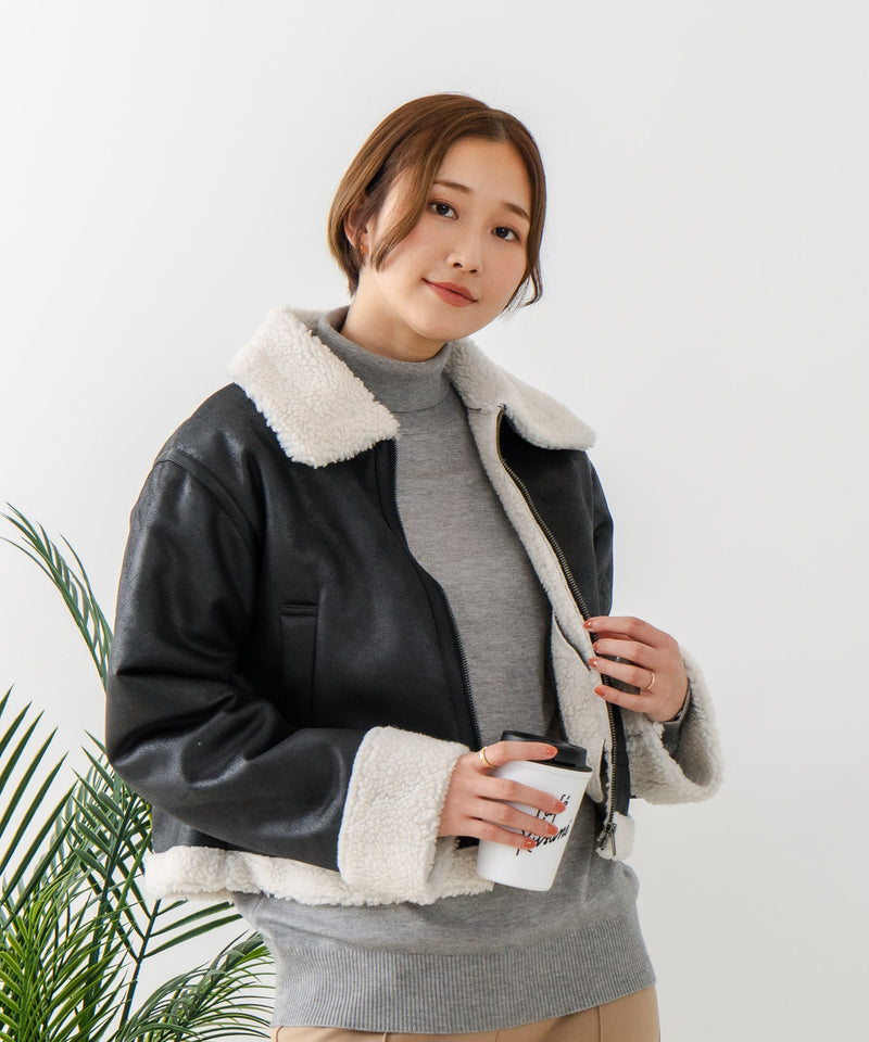 【C-FORT POINT/フォートポイント】フェイクレザー フライトジャケット