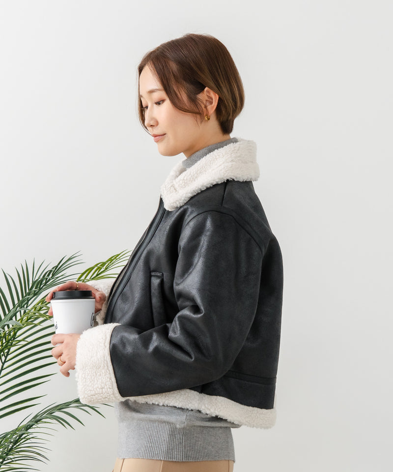 【C-FORT POINT/フォートポイント】フェイクレザー フライトジャケット