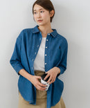 【U.S. POLO ASSN./ユーエスポロアッスン】ワンポイントロゴ刺繍 7分袖 デニムシャツ ❘ジーンズメイト公式オンラインショップ