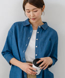 【U.S. POLO ASSN./ユーエスポロアッスン】ワンポイントロゴ刺繍 7分袖 デニムシャツ ❘ジーンズメイト公式オンラインショップ