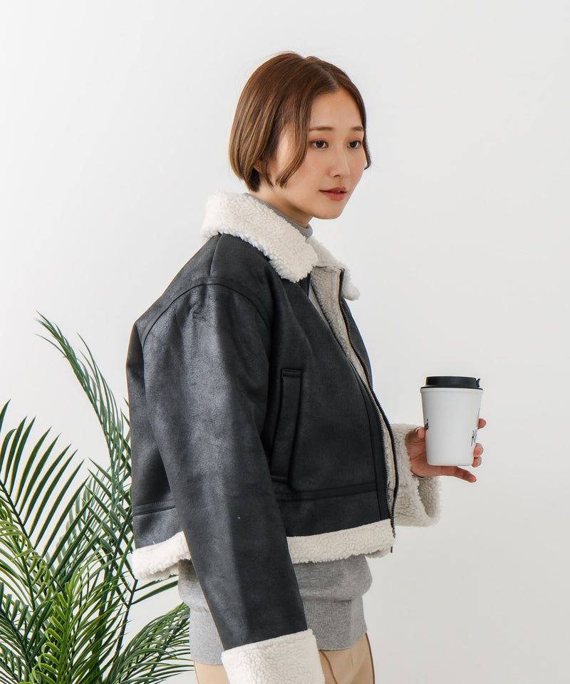 【C-FORT POINT/フォートポイント】フェイクレザー フライトジャケット