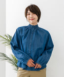 【C-FORTPOINT/フォートポイント】デニム シャーリング ブラウス