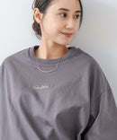 5分袖 刺繍 裾ラウンドTシャツ【C17/シーセブンティーン】