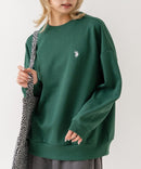 【U.S. POLO ASSN./ユーエスポロアッスン】【程よくゆとりを持たせたベーシックなシルエット】ワンポイントロゴ ダンボールスウェット ダンボールニット 軽量 ハリ感 美シルエット グリーン ❘ジーンズメイト公式オンラインショップ