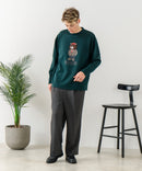 【BLUE STANDARD/ブルースタンダード】パフィースウェット 部分刺繍クルーネック トレーナー ストレッチ 春服 ❘ジーンズメイト公式オンラインショップ